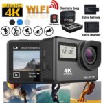 4K Touchscreen Action Camera WiFi Dual Screen 12MP Waterproof Sport Camcorder 170° Wide Angle Lens