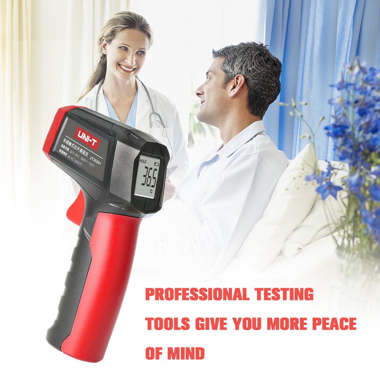 PHL Non-contact Digital Infrared Thermometer Temperature Gun Adjustable Emissivity IR Thermometer